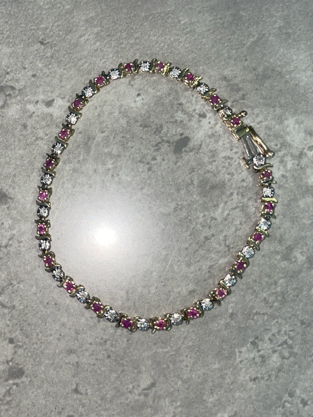 10K Gold Tennis Bracelet with Rubies and Diamonds
